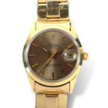 ROLEX - a gold plated stainless steel 'Golden Egg' Oyster perpetual date automatic bracelet watch,