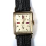 EASTON WATCH CO - a lady's Art Deco 14ct gold mechanical wristwatch, silvered dial with paste hour