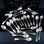 A quantity of silver spoons, including George III and Victorian, 15.9oz total Lot sold as seen