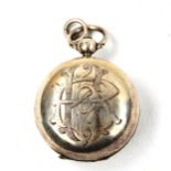 A Victorian silver sovereign case, with engraved winged spur emblem and motto "Te Digna Sequere" (