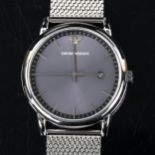 EMPORIO ARMANI - a stainless steel quartz bracelet watch, ref. AR-110069, black and grey dial with
