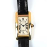 CARTIER - a lady's 18ct gold Tank Americaine quartz wristwatch, ref. 2482, circa 2000, rectangular