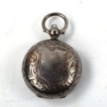 A late Victorian silver sovereign case, allover engraved foliate decoration, indistinct maker's
