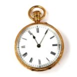 A 19th century 18ct gold open-face keyless-wind pocket watch, by John Forrest, white enamel dial