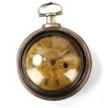 An early 19th century silver pair-cased, key-wind pocket watch, by B Barnett of Hereford, gilded