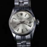 ROLEX - a lady's stainless steel Oyster perpetual date automatic bracelet watch, ref. 6519, circa