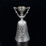 A Continental sterling silver wager cup, early 20th century, in the form of a lady, height 13cm, 4.