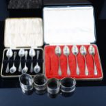 Various silver, including teaspoons and napkin rings, 6.8oz total Lot sold as seen unless specific