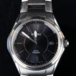 SEIKO - a titanium Solar quartz bracelet watch, ref. V145-0BA0, black dial with halfly Roman numeral