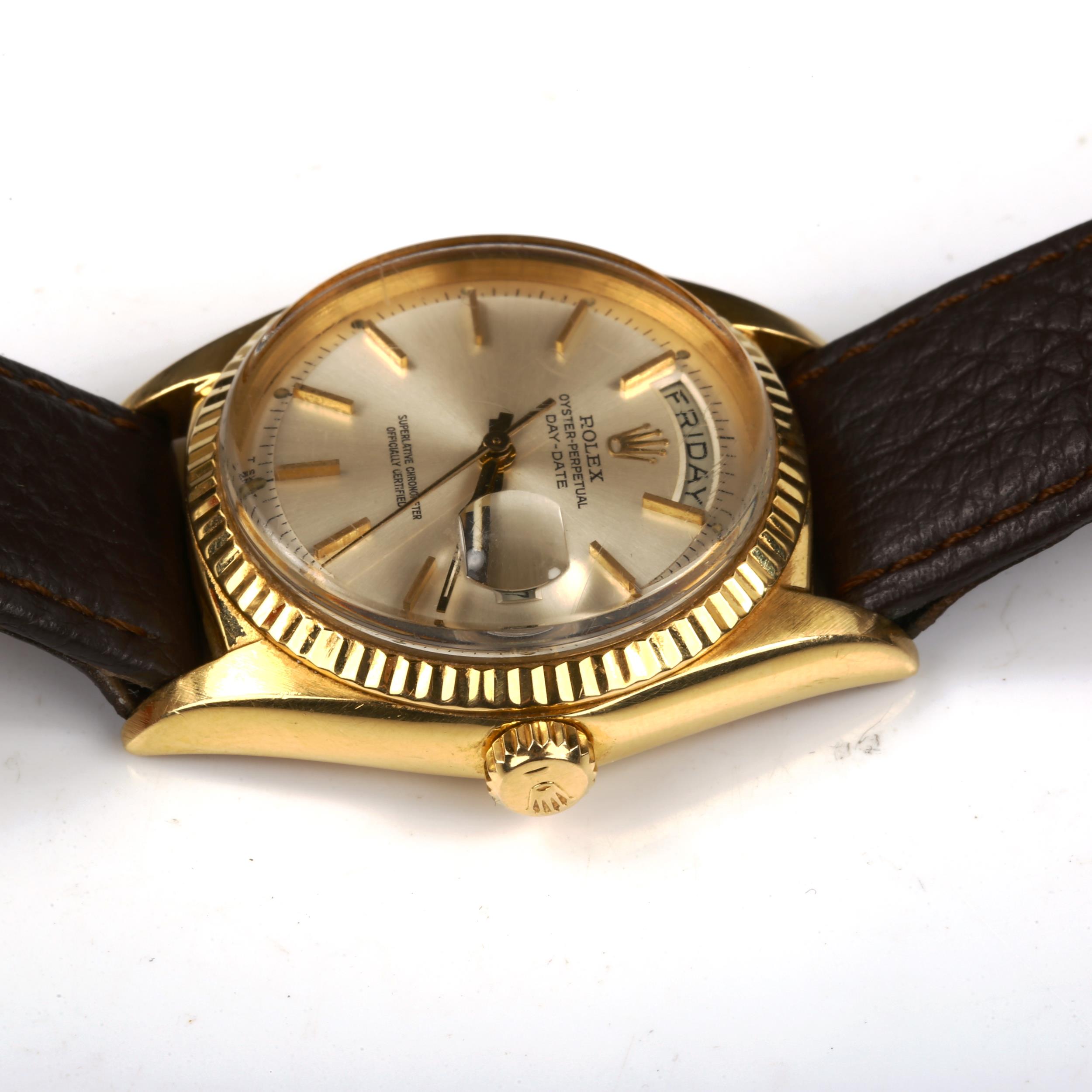 ROLEX - an 18ct gold Oyster perpetual day-date automatic wristwatch, ref. 1803, circa 1966, silvered - Image 3 of 6