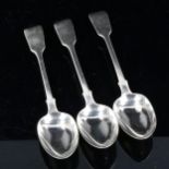 A set of 3 Victorian silver Fiddle pattern serving spoons, by Chawner & Co, hallmarks London 1865,