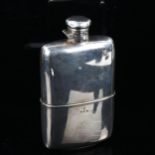 A large Victorian silver spirit flask, with removeable beaker, and twist lock cap, with gilt