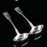 A pair of George III silver Fiddle pattern sauce ladles, by Peter & William Bateman, hallmarks