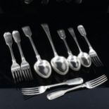 Various silver flatware, including George III serving spoon, dessert forks etc, 15.9oz total Lot
