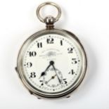 A silver-cased open-face key-wind pocket watch, by Thomas Russell & Son of Liverpool, white enamel