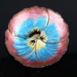 An Arts and Crafts George V silver and enamel pansy ring dish, by Arthur Johnson Smith, hallmarks