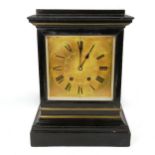 LUND & BLOCKLEY OF LONDON - a 19th century ebonised 8-day bracket clock, square 8" brass dial with