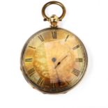 BAUME - a Swiss 18ct gold open-face key-wind pocket watch, engraved gilded dial with Roman numeral
