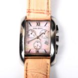 NINA RICCI - a lady's stainless steel quartz chronograph wristwatch, ref. N011.15, pink mother-of-