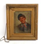 19th century Italian School, oil on canvas, portrait, unsigned, 26cm x 20cm, framed A short patch