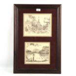 E MacColl, pair of etchings, scenes in Mandalay, largest 20cm x 24cm, mounted in common frame Good