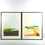 Barbara Newcomb, pair of textured coloured prints, Fairweather I and II, signed in pencil, from an