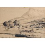 Charles Knight RWS ROI (1901 - 1990), monochrome watercolour, Glen Brittle, Skye, signed, 26cm x