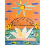 Ken Done (Australian, born 1940), print, Sydney Harbour Bridge and Opera House, signed in pencil,