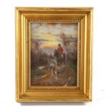 Martin Howard, oil on canvas, hunting scene, signed, 21cm x 16cm, framed Good condition