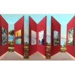 John Wilson, 3-D reverse perspective wall sculpture, Monet Gallery, signed in pen with artist