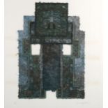 Jean Davey-Winter, mixed media, textile/paint collage, abstract, signed in pencil, no. 8/10, framed,