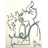 Jean Cocteau, lithograph, 2 heads, framed, overall frame dimensions 84cm x 66cm Very good condition