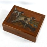 Circle of Lucian Freud (1922 - 2011), Dunhill wood cigar box with carved and painted lid depicting