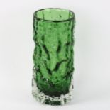 GEOFFREY BAXTER for WHITEFRIARS - a green glass bark vase, height 15cm