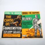 The Curse of Frankenstein / The Mummy (1950s) British Quad double bill film poster, Hammer Horror,
