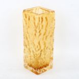 A mid-20th century amber glass square-section textured vase, height 22cm - BBC Antiques Road Trip