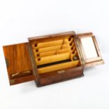 A Victorian walnut stationery box, with original inkwell, width 30cm