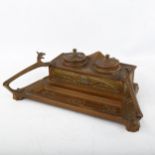 An Art Nouveau copper desk stand with inkwells, width 36cm - BBC Antiques Road Trip