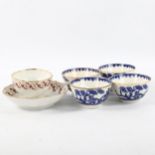 An English porcelain tea bowl and saucer, with painted and gilded decoration, and 4 transfer