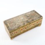 A Middle Eastern Islamic wood casket, with relief moulded and painted decoration, length 29cm