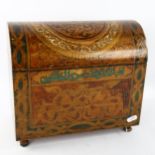 An Islamic dome-top box with hand painted gilded decoration, length 29cm