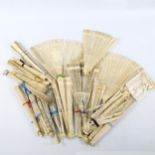 A large collection of Chinese ivory incomplete fans, 18th and 19th century, a collection of fan