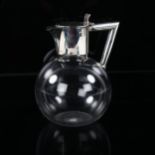 A Victorian silver-mounted glass wine flagon, hallmarks London 1894, height to top of lid 16cm