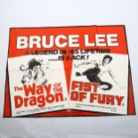 Bruce Lee double bill British Quad film poster, 1970s' release The Way of the Dragon/ Fist of