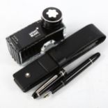 MONT BLANC - a Meisterstuck fountain pen, in original leather case, with bottle of ink, as new