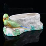 Clarice Cliff budgerigar design flower bowl, length 25cm