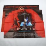 2 British Quad horror film posters, Phantasm II starring Sigourney Weaver and The Unholy, 30 x 40"