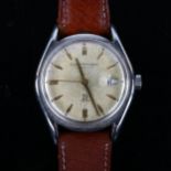 GIRARD-PERREGAUX & CO - a stainless steel Giromatic automatic wristwatch, silvered dial with gilt