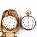 2 Waltham pocket watches, including silver and gold plated, case width 48mm, silver example