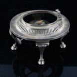 An Edwardian silver spirit kettle burner stand, with silver plated burner, by The Alexander Clark